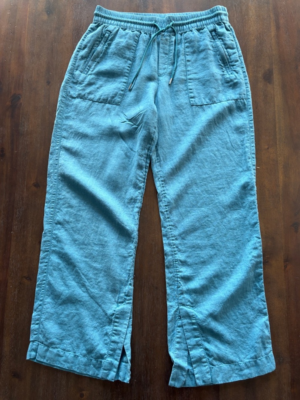 Athleta Retreat Linen Pant - Teal Blue